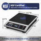 ChangBERT Induction Cooktop, Commercial Grade Portable Cooker, Large 8" Heating Coil, Premium Stainless Steel Countertop Burner 1800W, 10 Hours Timer
