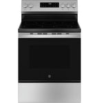 GE? 30" 5.0 Cu. ft. 240 Volts Free-Standing Electric Range with Crisp Mode in Stainless Steel