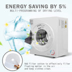 CTT 3.5 Cu. Ft. Clothes Dryer, 1500W Electric Dryers for Clothes, Electric Clothes Dryer with Stainless Steel Drumble for 13.2 lbs. with 4 Automatic Drying Modes (White)