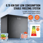 Choco Moon Large Capacity 14.5 Cu.ft Chest Freezer, 345L Storage, 4 Slide-Out Baskets, Lockable Lid, 8 Temp Control Levels, Energy-Efficient LED Lights, 6 Swivel Casters for Easy Mobility