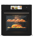 24" Electric Ovens Single Wall Oven,2.5Cu.ft Convection Built-in Oven,with 8 Cooking Mode, 3000W, 240V,  Stainless Steel, Colorful Touch Screen, Transparent Window, Black