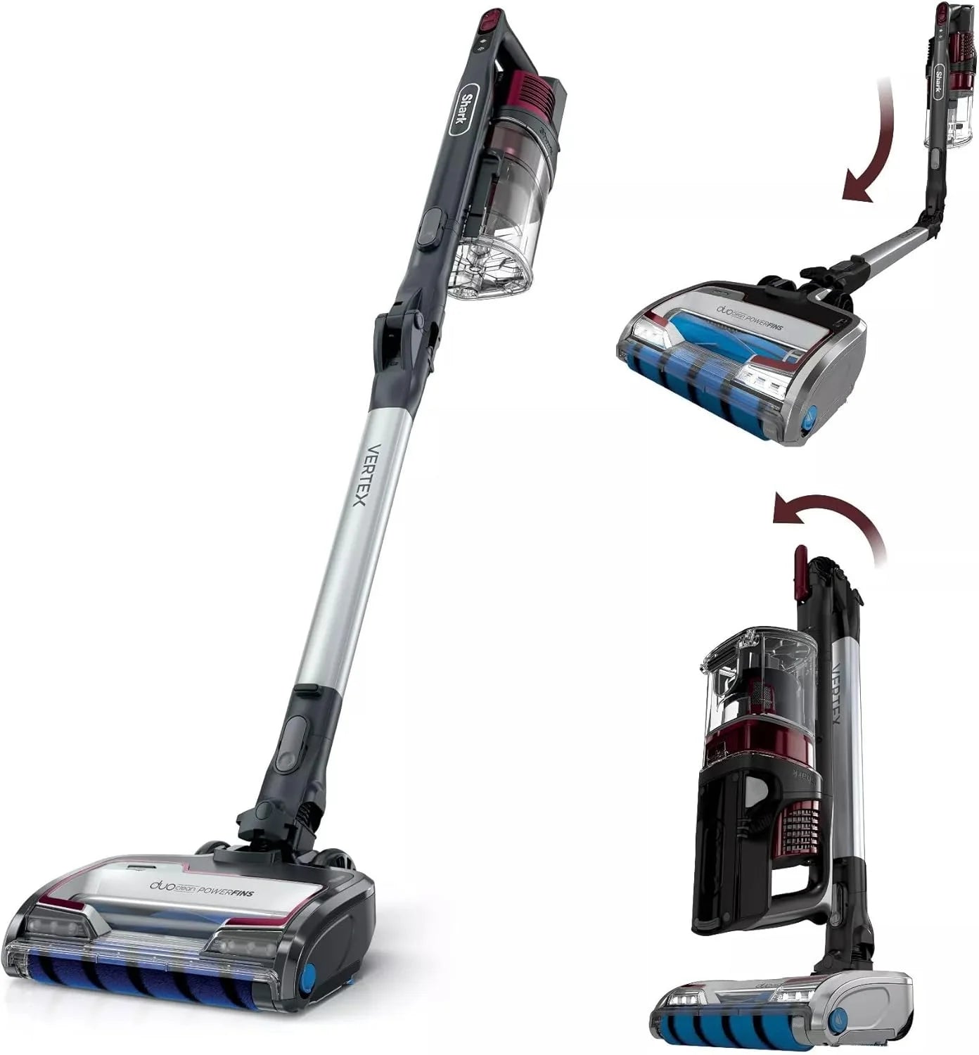 Restored Shark R-IZ464H Vertex Cordless Stick Vacuum with DuoClean PowerFins, Lightweight, Pet Hair, HEPA, 60 Min Run Time (Refurbished)