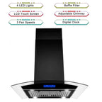 Island Mount Range Hood 36 inch Kitchen 3-Speed Extractor Fan Mesh filter Tempered Glass