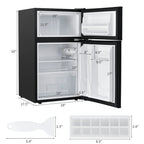 Barara King Fridge Freezer, Refrigerator,3.2 cu ft. Compact Stainless Steel Refrigerator-Gray