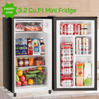 Mini Fridge 3.2 Cu. ft Single Door, 5 Star Energy Efficient, Low Noise, 5 Adjustable Thermostat & Removable Glass Shelves, Silver