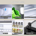GGTB 3.5 Cu.Ft Fridge with Freezer, Double Door Refrigerator with 6 Level Thermostat, LED Light, Adjustable Glass Shelves for Bedroom, Office, Dorm, Apartment, Silver