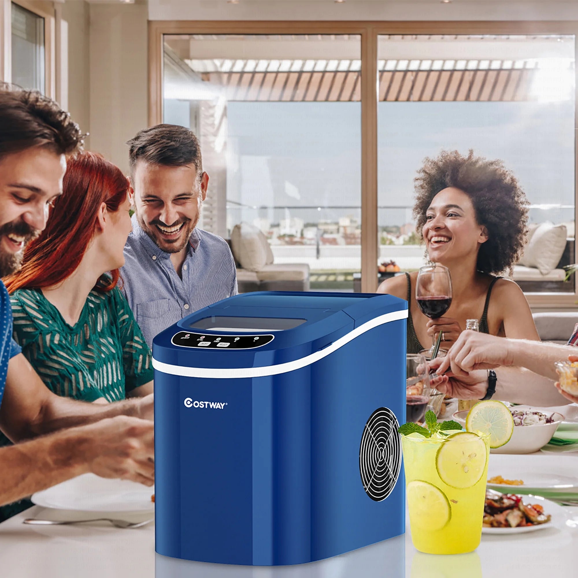 Costway Silver Portable Compact Electric Ice Maker Machine Mini Cube 26lb/Day