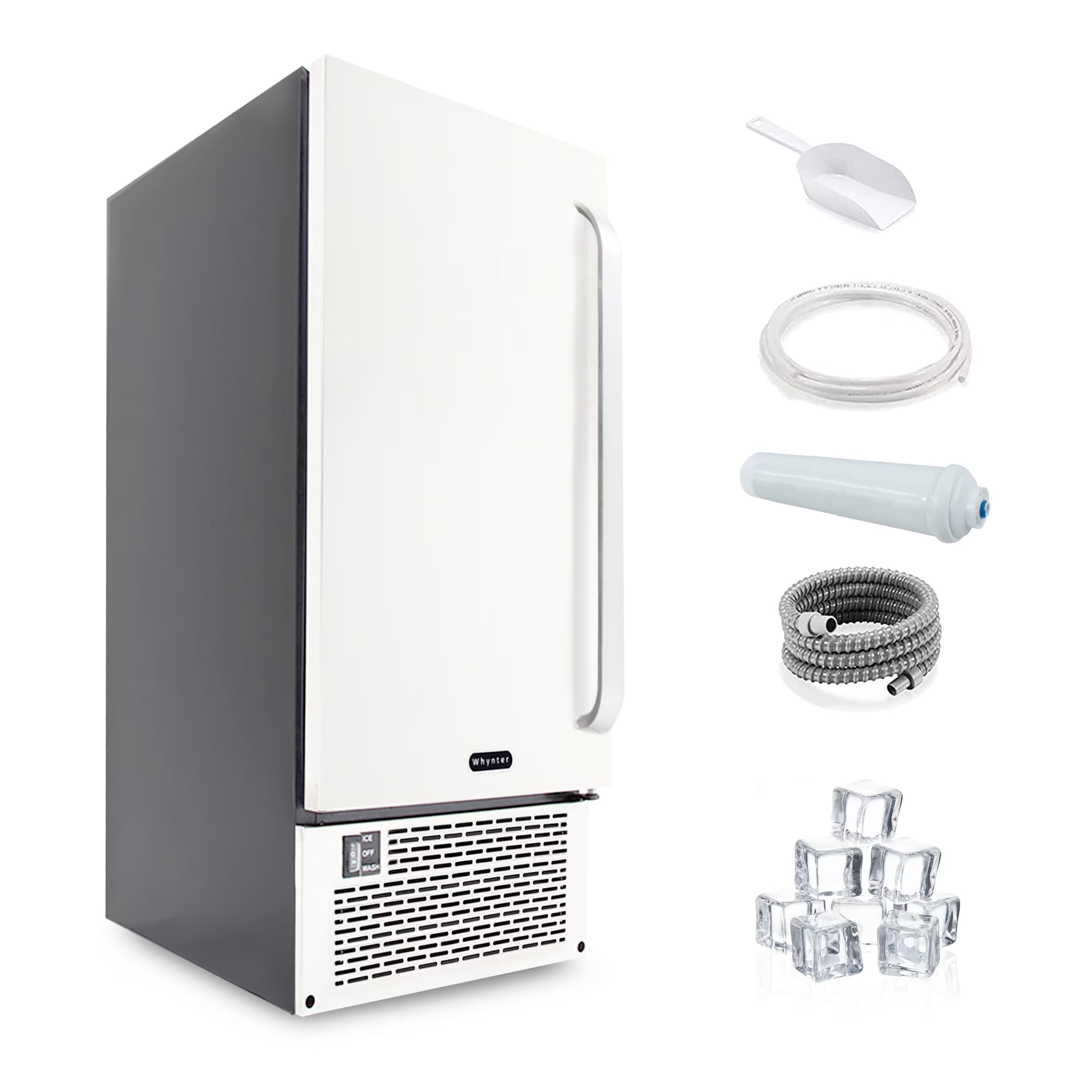 Whynter 15" Built-In Stainless Steel 80lb Capacity Clear Ice Cube Maker, Inline Water Filter UIM-502SS