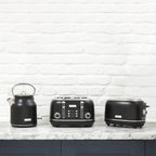 Haden Heritage 1500 1.7 Electric Kettle, Matte Black Finish with Copper Accents