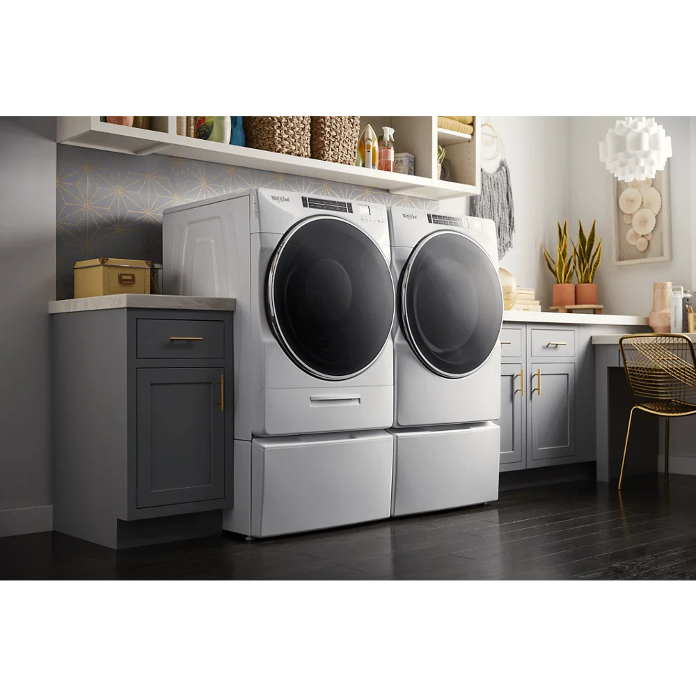 Whirlpool 5.0 cu ft High-Efficiency White Front Load Washing Machine with Load & Go(TM) XL Dispenser