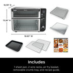 Ninja 10-in-1 Air Fryer, Double Door Toaster Oven with FlexDoor, FlavorSeal & Smart Finish, Rapid Top Convection and Air Fry Bottom, Bake, Toast, Air Fry, Pizza and More, Stainless Steel, DCT400
