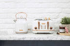 Open Box Haden Heritage 1.7L Stainless Steel Retro Electric Kettle,Ivory/Copper