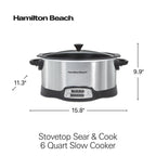 Hamilton Beach 6 Qt Programmable Slow Cooker, Stovetop Safe Nonstick Aluminum Crock with Removable Pot, Stainless Steel