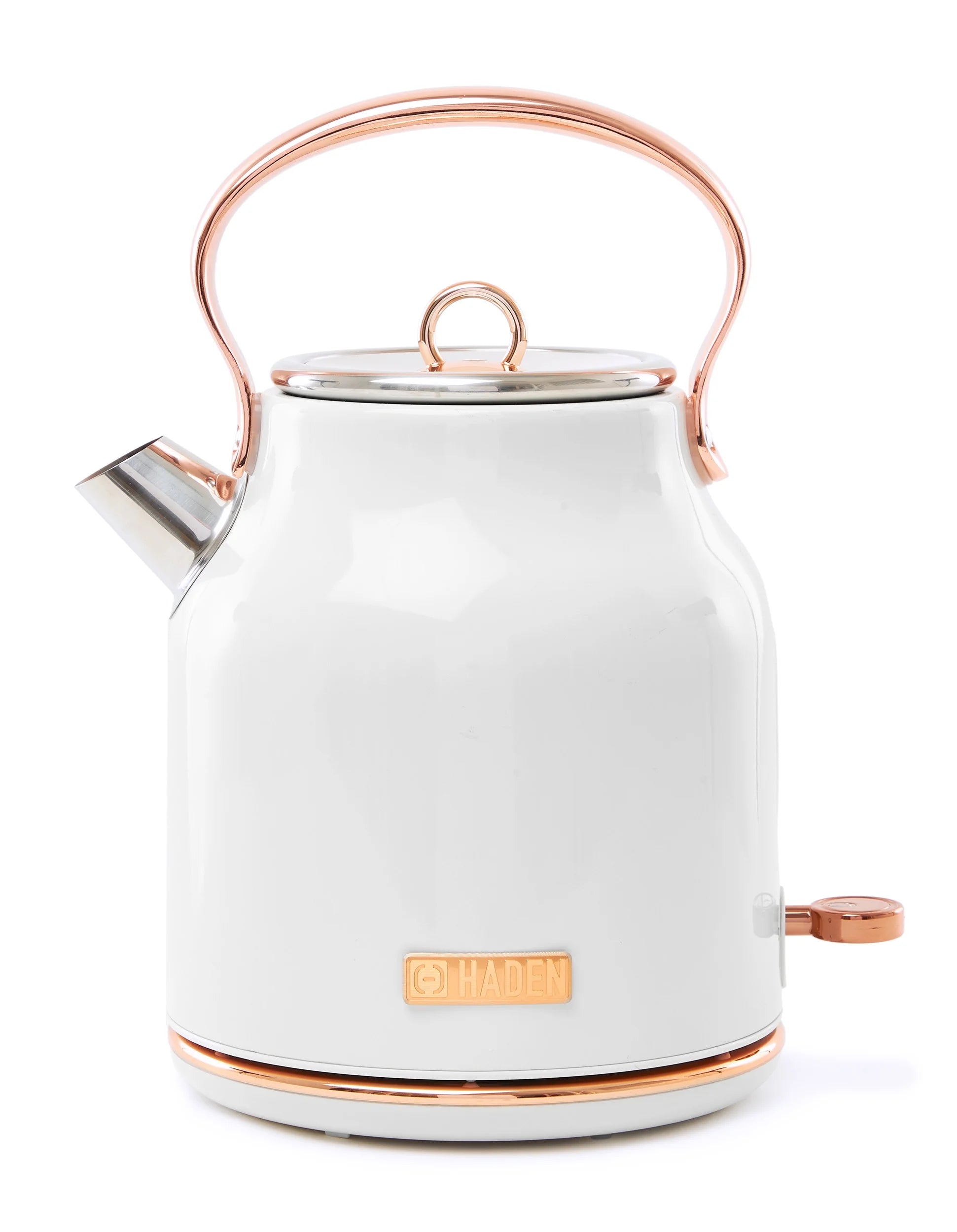 Open Box Haden Heritage 1.7L Stainless Steel Retro Electric Kettle,Ivory/Copper