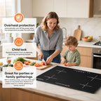 VoltCuisine Double/Dual Induction Cooktop 2 Burner, Shatter-proof Flat Glass Top, 9 Heat Settings, LED Touch Display with Child Safety Lock & Overheat Protection
