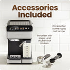 Chefman Caf��Master Pro Espresso Machine w/ Milk Frother for Cappuccinos & Lattes �C Stainless Steel