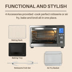 LNC 34 qt Air Fryer, Black - Ready Light Indicator