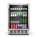 QAUSOU 24 Inch Under Counter Double Drawer Fridge, Weather Proof Stainless Steel Outdoor Beverage Refrigerator for Patio