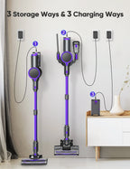 YOMA Cordless Vacuum Cleaner, 6-in-1 Rechargeable Stick Vacuum, 60mins Max Runtime, Lightweight 2200mAh Battery Powerful Vacuum Cleaner for Home Hard Floor Pet Hair-N12