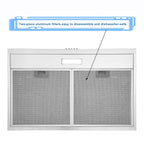Joeaonz 30-Inch Stainless Steel Ductless Under Cabinet Range Hood with LED Lights, 230 CFM, 120V, 60Hz