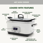 GreenPan 6-Quart, 14-in-1 Slow Cooker, Family Size, Ceramic Nonstick, Dishwasher Safe Parts, Black