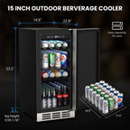 QAUSOU 24 Inch Under Counter Double Drawer Fridge, Weather Proof Stainless Steel Outdoor Beverage Refrigerator for Patio