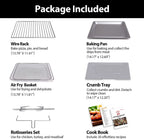 Aeitto 32-Qt Air Fryer Toaster Oven, 19-in-1 Convection Countertop Oven with Rotisserie & Dehydrator, 6 Accessories