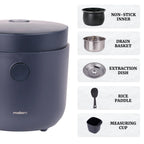 Hakka Brothers Low Sugar Rice Cooker 4-Cup Uncooked Capacity, Black - Built-In Timer