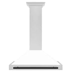 ZLINE 36" Autograph Edition DuraSnow Stainless Steel Range Hood with White Matte Shell and Gold Handle