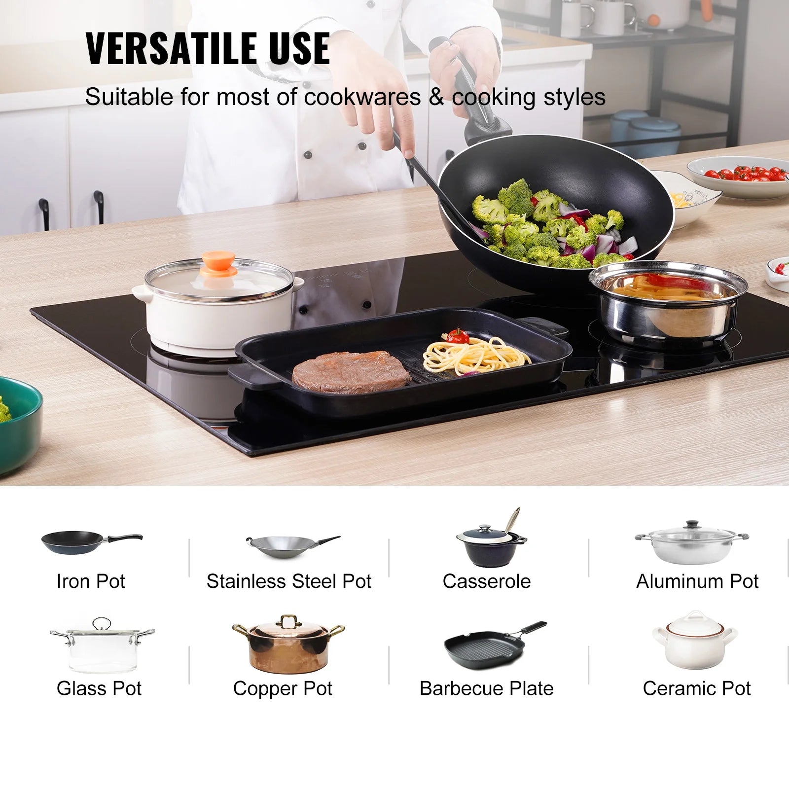 BENTISM Built-in Electric Cooktop Radiant Ceramic Cooktop 4 Burners 30.3x20.5 inch