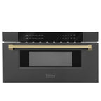 ZLINE Autograph Edition 30" 1.2 cu. ft. Built-In Microwave Drawer in Stainless Steel with Gold Accents
