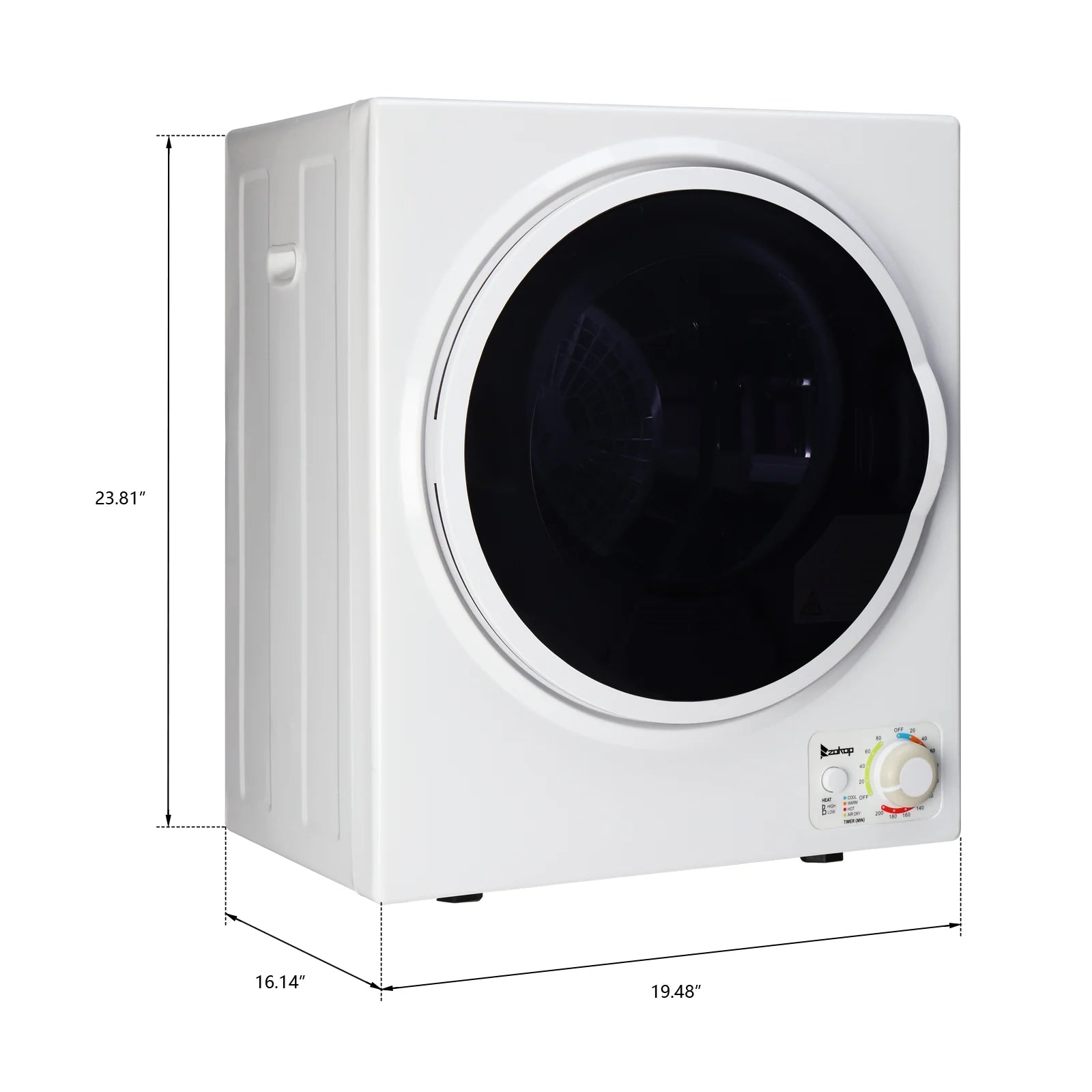 GYM25-78 Compact Portable Household clothes Dryer 1.6cuft with Stainless Steel Drum Black and White 120V MECHANICAL Control ETL Certification