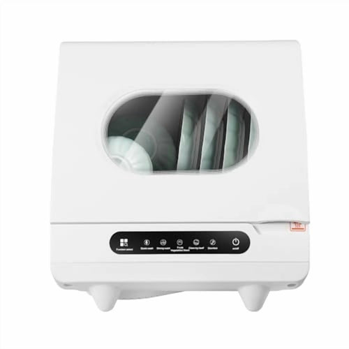 5 functions Countertop Dishwasher with 5L Water Tank,Upgrade Hot Air Dry Function,800W White Portable Dishwasher for Clean Dishes Knives Vegetables Fruits,161.6�H High Temp