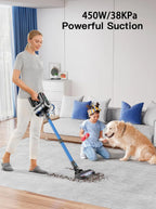 Roanow Cordless Vacuum Cleaner, 38KPA/55Mins with Display Stick Vacuum for Home Hardwood Floor Carpet Pet