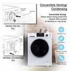 Equator Combination Washer Dryer Ventless/Vented Pet cycle 1.62cf/15lbs 110V with Adjustable legs
