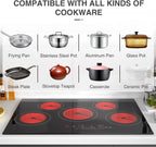 VBGK Induction Cooktop 30 inch 5 Burner Electric Hot Plate for Cooking Electric Induction Cooktop 240v, 99 Minutes Timer and Auto Shutdown Induction Burner,Child Lock