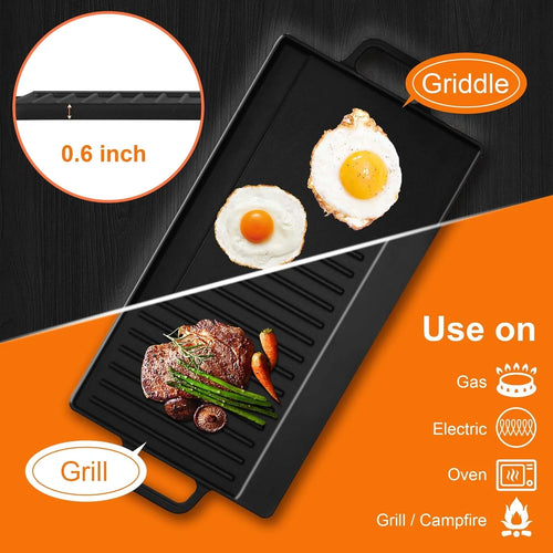30 Inch Bulit-In Gas Cooktop with Griddle, 5 Italy SABAF Powerful Burners Over 92% High Efficiency, Max 48300BTU Gas Stove Top, 304 Stainless Steel Panel, NG/LPG Convertible, CSA Certified