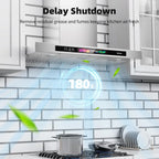 BRANO 30 Inch Wall Mount Range Hood Stainless Steel 900 CFM with Voice/Gesture/Touch Control, 4 Speed Exhaust Fan