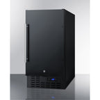 ADA compliant 18" wide frost-free freezer in black for built-in or freestanding use, with lock and digital thermostat