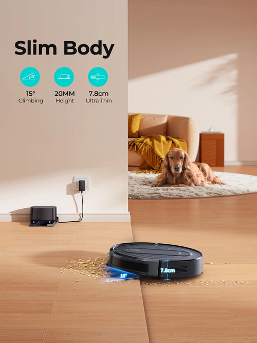AIRZEEN Robot Aspirador 3000Pa, Robot Aspirador Inteligente con Alexa, para Alfombras, Suelos Duros y Hogar, Negro