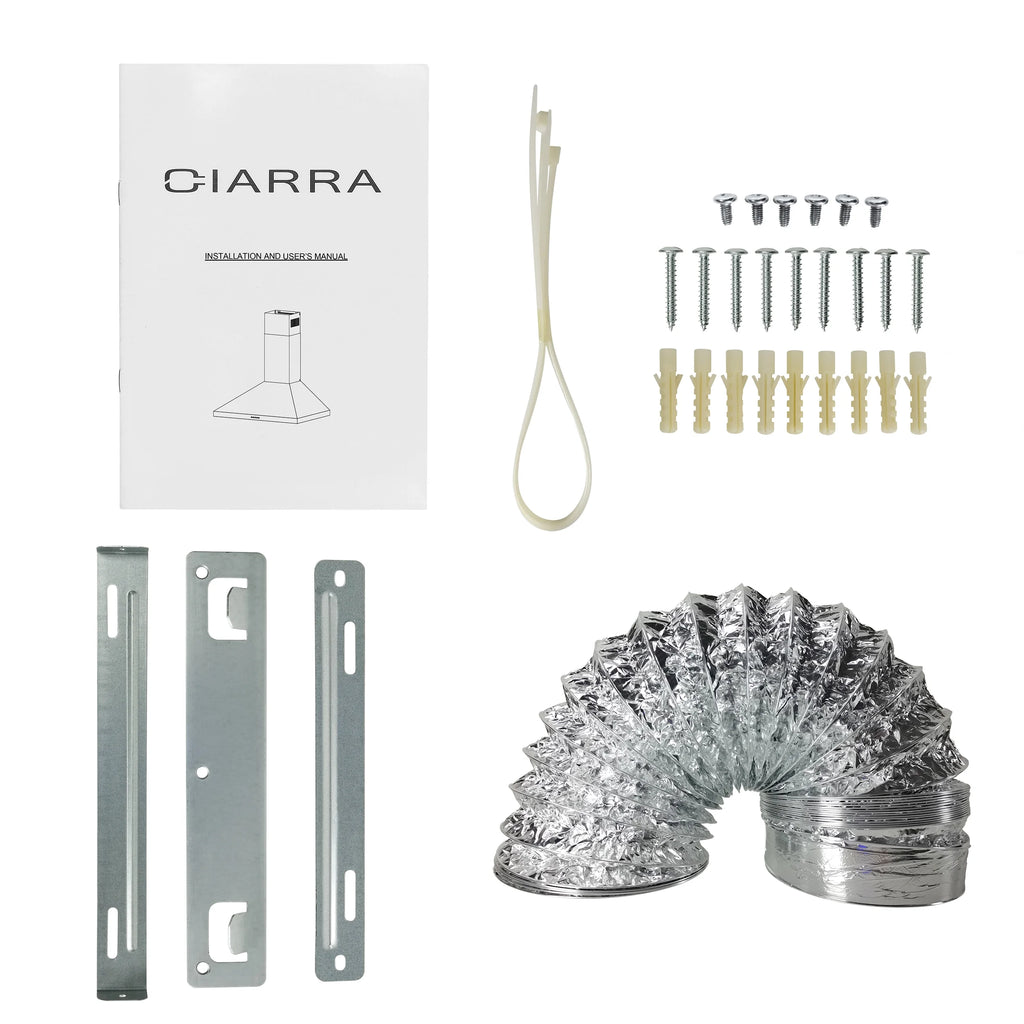 CIARRA Black Range Hood 30 inch Wall Mount Vent Hood Ductless Ducted Convertible CAB206P75