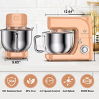 LINKChef Stand Mixer, 5.3QT 800W 6+P Speeds with Whisk, Dough Hook and Beater (White)