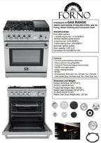 Forno Lazio 30-Inch Freestanding Gas Range, 4 Burners, Convection Oven, Energy Efficient