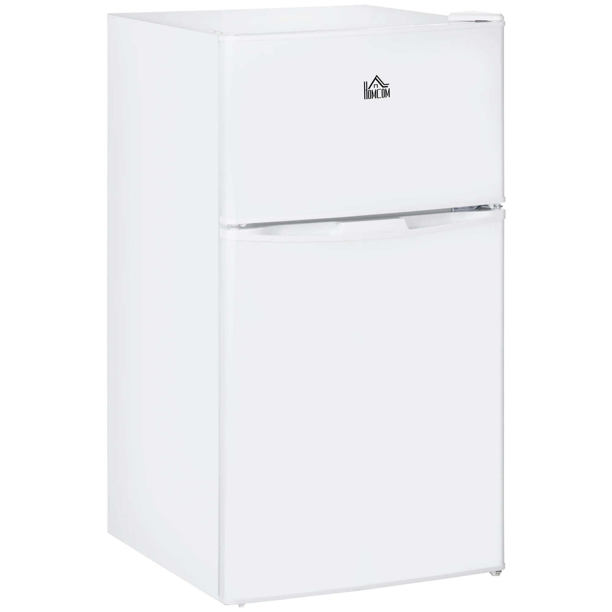 Harper & Bright Designs Double Door Mini Fridge with Freezer, 3.2 Cu.Ft Compact Refrigerator with Adjustable Shelf, Adjustable Thermostat and Reversible Door for Bedroom, Dorm, Home Office, White