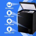 WANAI 3.5 Cubic Feet Chest Freezer Black deep Freezer with Adjustable Temp Knob Ideal for Any Room