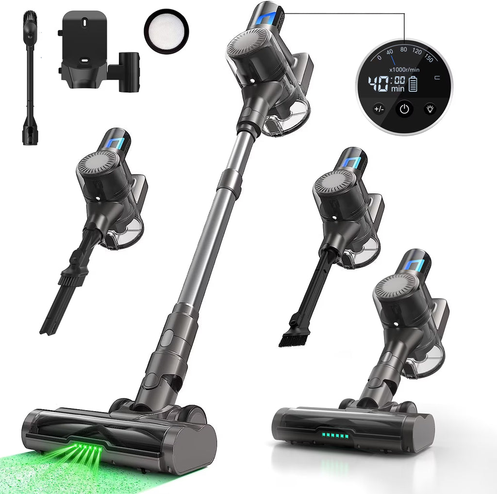 MOOSOO TD1-Mate Cordless Stick Vacuum Cleaner, 30Kpa Powerful Suction, 45 Min Runtime, LED Display, Lightweight 3.13lbs for Carpets & Hard Floors