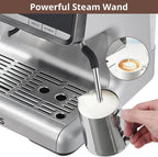 COZONY Espresso Machine 15 Bar, 2.5 L Water Tank, Semi Automatic Coffee Maker with Grinder, Milk Frother/Steam Wand, Italian Pump, All-in-One Espresso Machine, Stainless Steel, Silver