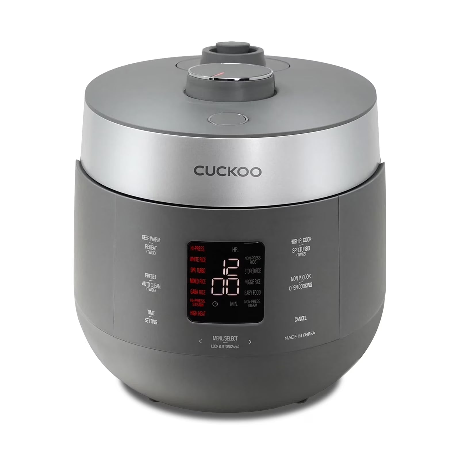 CUCKOO CRP-ST0609FG 6-Cup (Uncooked) / 12-Cup (Cooked) Twin Pressure Rice Cooker & Warmer with Nonstick Inner Pot, 16 Menu Options, 3 Voice Guide, Auto Clean (Gray)