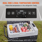 VEVOR Car Refrigerator 48Qt, Dual Zone Car Fridge Freezer12/24V DC & 110-240V AC Electric Compressor Cooler for Truck Vehicle RV