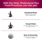 Restored Ninja BN601 Plus Food Processor 1000 Watts Autoiq, Chop Slice Shred, 9Cup Silver Stainless (Refurbished)